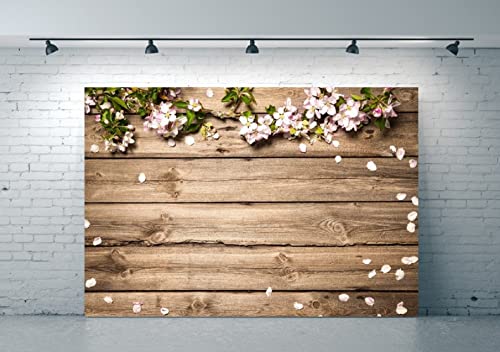 WaW 2.7x1.8m Frühling Fotografie Video Hintergründe Stoff Rustikal Holz Braun Kulisse, Fotobox Hintergrund Blumen Hochzeit Geburtstag Ostern Cover
