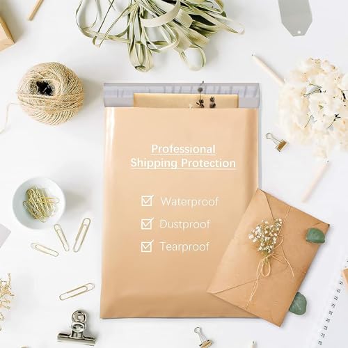 image for Metronic Poly Mailers 12x15.5 Champagne, 100 Pack, Self-Seal Shipping 