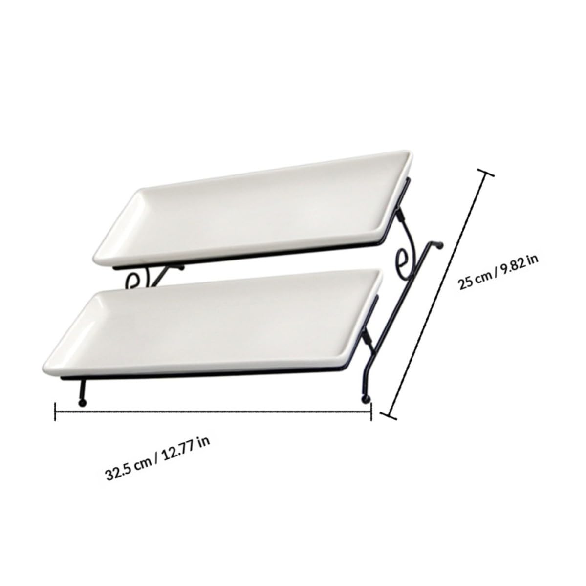 Soporte para Servir Pasteles de Doble Capa, Cerámica y Hierro Blanco