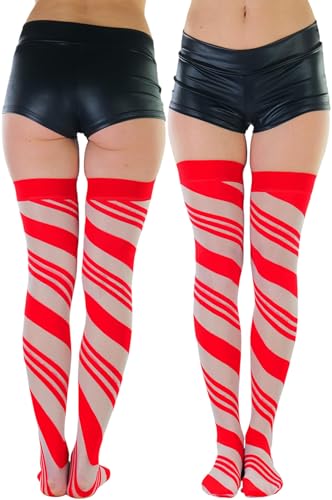Image of ToBeInStyle Women's Novelty Vertical Spiral Striped Thigh High Stockings