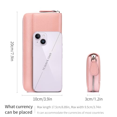 Image of RFID Blocking Womens Zipper Wallet Leather Large Capacity Billfold Clutch Zip Around Wallets for Women