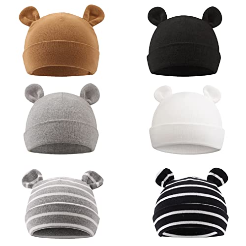 Image of PESAAT Newborn Hospital Hat 0-12Months Preemie Boys Girls Beanie Solid Infant Baby Hats Autumn Winter