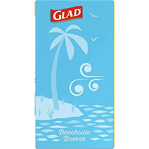 Glad Odorshield Sacos de lixo pequenos com cordão, 4 galões, Febreze Beachside Breeze, 80 quilates,