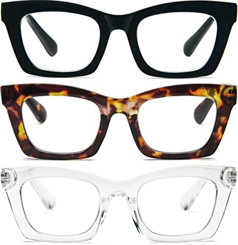 REAVEE Reading Glasses for Women, Blue Light Blocking Stylish Oversized Computer Readers Spring Hinge