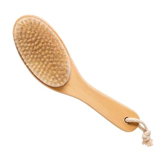 100% Natural Boar Bristle Body Brush with Contoured Wooden Handle by TOUCH ME