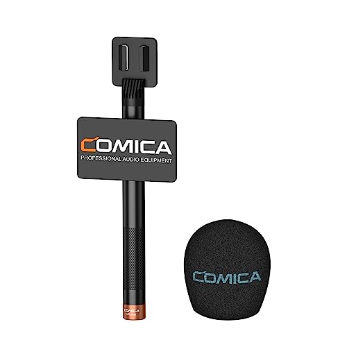 COMICA HR-WM Interview Handheld Adapter for Rode Wireless GO/BoomX-D/D Pro/BoomX-U Wireless Lavalier Microphone, Mic Handle for News Report, TV Interview and Video Shooting, etc.(with Windscreen)