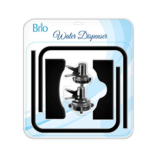 Brio Stainless Steel 3-5 Gallon Water Jug Stand And 2 Dispenser Valves, Rust-Resistant Non Slip Water Stand With Bpa Free Fast Flow Water Spout Fits Both 48Mm And 55Mm Bottles 2 Caps Included (Black) #TOP6