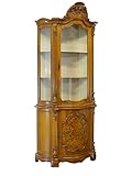 Vitrine im Barock Stil | Glasvitrine im Nussbaum-Farbton | Vitrinenschrank im antiken Stil B: 88 cm (11022)