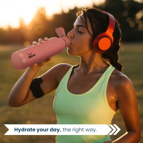 Image of FLAIR Oxy 900 Stainless Steel Water Bottle Set of 3 (650 ml Each), Pink, Hot & Cold, Leakproof, BPA-Free, ISI Certified, Stainless Steel Bottle for Office, Gym, Travel, Trekking & Outdoor Sports