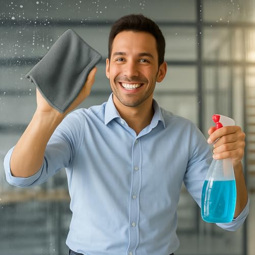 Story@Home Microfiber Glass & Window Cleaning Cloths | 400 GSM Thick, Lint-Free & Streak-Free Towels for Mirror, Car, Kitchen & Home | 40 x 40 cm | Grey | Pack of 4 - Image 2