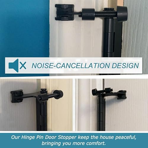 20 Pack Hinge Pin Black Door Stopper, Adjustable Heavy Duty Hinge Pin Door Stop with Black Rubber Bumper Tips by SUNTAI - Image 3