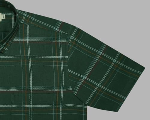 Image of GHPC 100% Cotton Checkered Half Sleeves Regular Fit Formal Shirt for Men