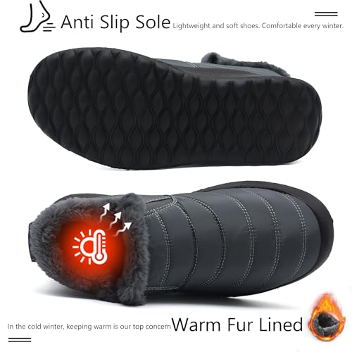 Women Boots Warm Lightweight Waterproof Soft Slip-On Casual Black Ankle Winter Snow Shoes3