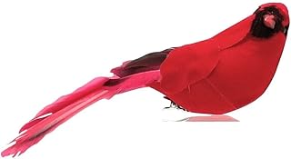 RAZ Imports 7" Red Cardinal Clip Ornament - Christmas Tree Decoration, Artificial Bird with Feathers