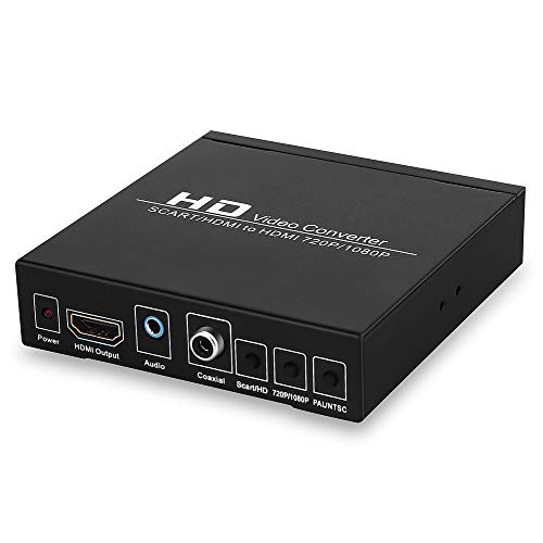 Expresstech @ SCART/HDMI vers HDMI Convertisseur Péritel HDMI vers HDMI avec Coaxial 3,5mm Audio Vidéo Convertisseur Adaptateur 1080P pour DVD HDTV Sky Lecteur Blu-Ray HDTV STB VHS Xbox PS4 etc