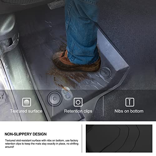 Kiwi Master Floor Mats Compatible For 2020-2023 Jeep Gladiator Jt Accessories All Weather Mat Liners Front & 2Nd 2 Row Seat Tpe Slush Liner Black Oem 82215626Ab #TOP4