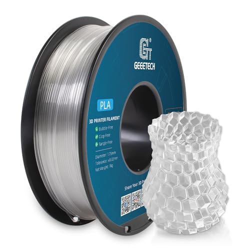 Image of Geeetech Clear PLA Filament 1.75mm, Excellent Transparency, Neatly Wound 3D Printer Filament 1kg(2.2lbs), Dimensional Accuracy + /- 0.02 mm, Fit Most FDM 3D Printers