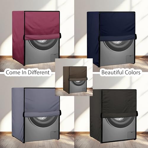 Image of Waterproof & Dustproof Top Front Load Washing Machine Cover for 6 kg 6.5 kg 7kg & 7.5 kg Compatible for IFB LG Samsung Whirlpool Bosch Haier | Siemensfor with Pipe Holes (Black)