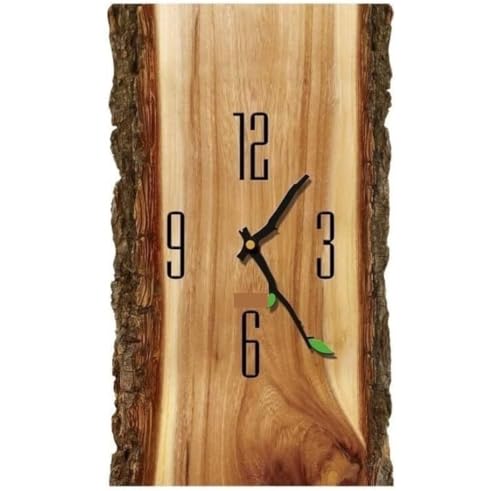 MEIZHITU Horloge Murale pour Salon Bar Decor Horloge Murale À Grain De Bois, Rectangulaire, Silencieuse, Facile Lire, Décoration pour Salon(A)
