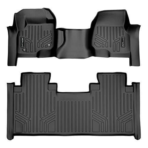 MAXLINER Floor Mats 2 Row Liner Set Black for 2017-2021 Ford F-250/F-350 Super Duty SuperCab with 1st Row Bench Seat