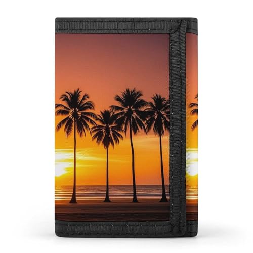 Wallet for Men - Slim Trifold Wallet, Tropical Sunset Beach Money Clip, Coin Purse with 8 Credit Card Holder