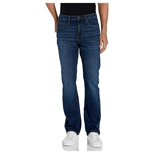 Amazon Essentials Men's Jeans, Slim Fit Stretch, Bootcut - Discontinued Colors, Dark Blue Vintage, 30W x 34L