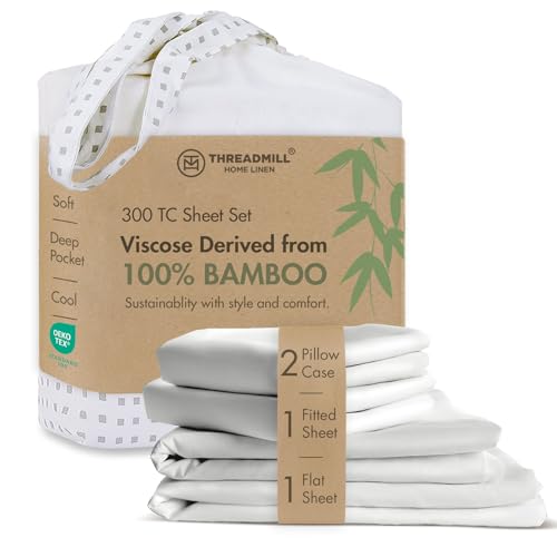 Image of Threadmill 300 TC Viscose Made from Bamboo King Sheet Set, White