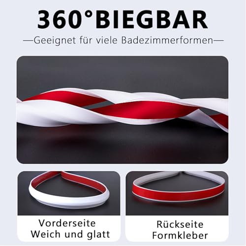 WQSIRYSTP Pack of 2X100cm Flexibler Silikon Schwallschutzleiste Dusche-Splash Guard Strip Selbstklebend-Rollstuhlgerecht Weich, Schneidbar FüR Nass-Trennwand Badezimmer & KüChe (Weiß)