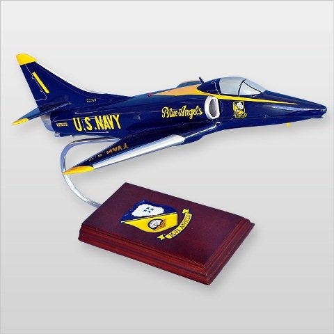 Mastercraft A-4 Skyhawk Blue Angels Scale Model 1/40 Hand carved Natural Hardwood Guaranteed Craftsmanship