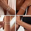 MBW Sterling Silver Bracelets for Women Trendy, Dainty S925 Silver Bracelets for Women Chain Bracelet Stack Set Waterproof Jewelry Minimalist Simple Small Thin Bracelet for Women Gift #1