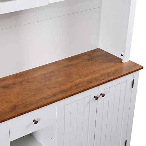 Home Source Oak Hills-WH-AMV China Cabinet, White - Thumbnail 3