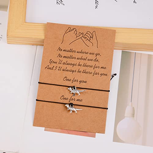 Gbtbys 2 Pcs Dinosaur Lovely Charm Pinky Promise Distance Matching Bracelets For Women Teen Girl Boy Mother Son Daughter Best Friend Bff Friendship Girlfriend Boyfriend Back To School Birthday Gift #TOP3