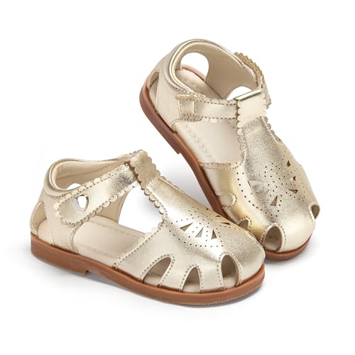 Image of ESTINE Toddler Girls Little Kids Close Toe Sandals - Flower Girl Dress Flats Summer Shoes
