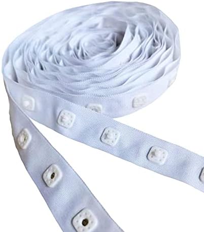 Snap Tape for Sewing with Plastic Press Buttons -3/10 Inch Diameter ,Sewing Polyester Tape with White Round Shape Fastener Replacement Ribbon for Crafting Crafts DIY Cloth. (3 Y White Square )