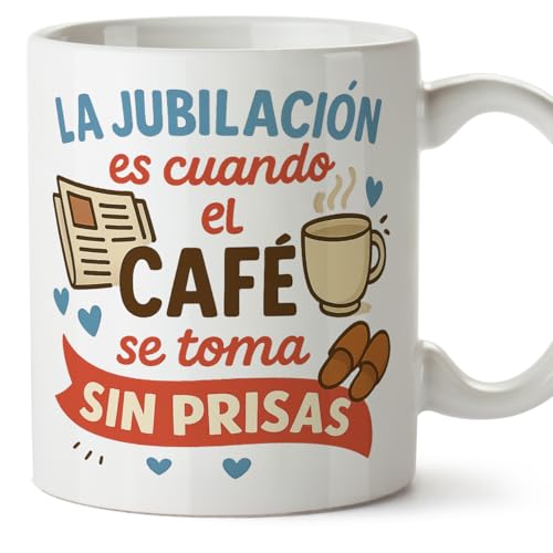 Imagen de MUGFFINS taza regalo jubilación La jubilación es cuando el café se toma sin prisas en Español 330 Ml