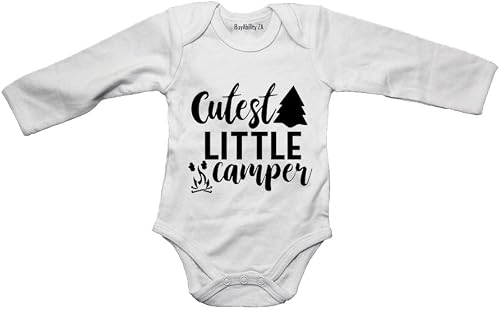 Cutest Little Camper - Baby Grow 12-18 months White Long Sleeve