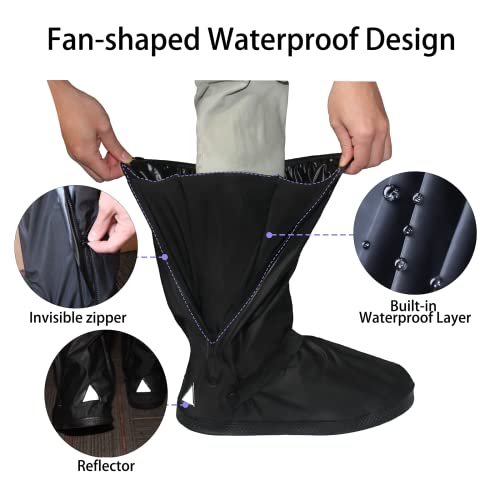 Tachitali Waterproof Rain Boot Shoe Covers With Reflector Men Women Rain Gear Reusable & Foldable Rain Boot Shoe Covers With Zipper, Non-Slip (Xl) #TOP4