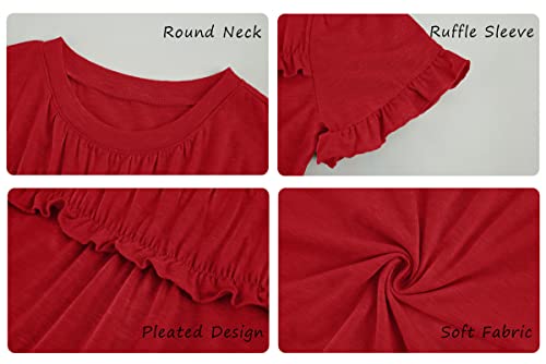 Image of Haloumoning Girls Crew Neck T Shirts Peplum Babydoll Tops Tees 4-15 Years | Girls T-Shirts, Casual Loose Tunic Tops, Cute Ruffle T Shirts, Short Sleeve Shirts, Long Sleeve Blouse