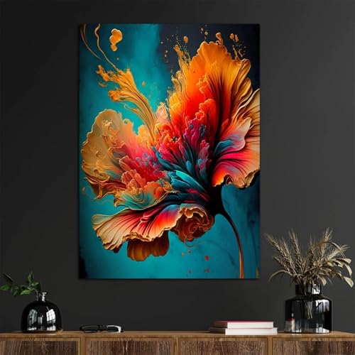Peinture décorative dsdsgog 40x60 cm d'art abstrait floral sur toile de coton premium