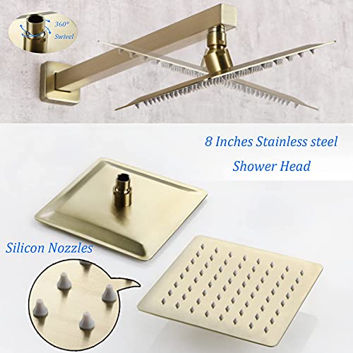 Ensemble de douche combiné avec boîtier intégré mural et pommeau 8 pouces - 4