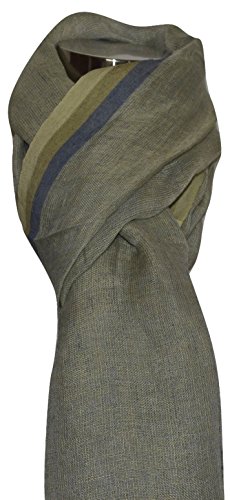 100% Pure Linen Scarf, Natural Flax Linen Fabric, Linen Scarf (OLIVE GREY). X1613