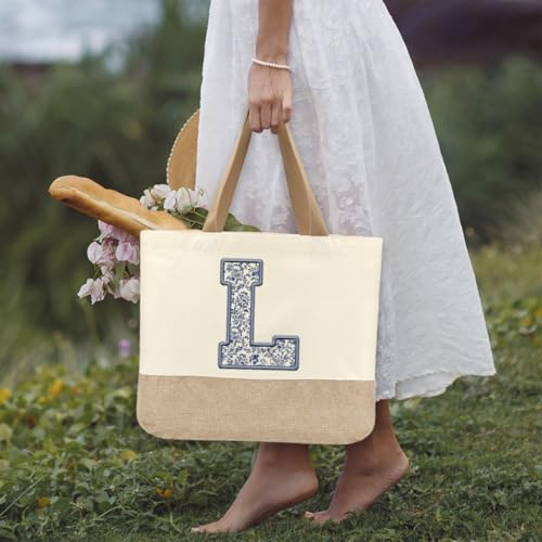 Bolso Tote de Lona Inicial Personalizado para Mujer miniatura 3