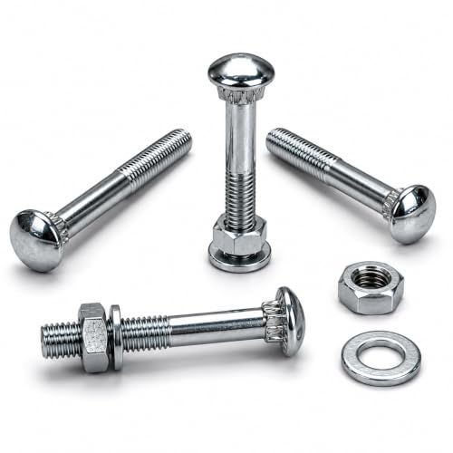 Image of Rely⇒VP INDUSTRIES (Combo Set-10 Pcs) 1 /4 inchx2.5 inch inch Stainless Steel Carriage Bolts Round Head, Square Neck with Hex Nut and Washer for Furniture,Door Fittings Joining Wood Boards Beds (Length-62 mm)