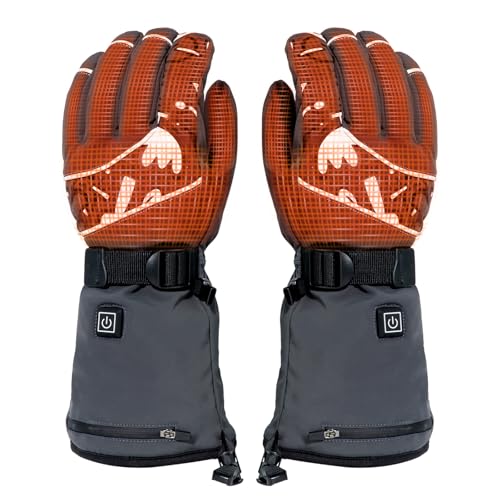 Minthouz Beheizte Handschuhe, 5V 5000mAh Akku Beheizbare Handschuhe für Herren Damen, Wärmehandschuhe Heheizbar mit Touchscreen & Wetterfest Design, Heated Gloves für Outdoor-Aktivitäten - L