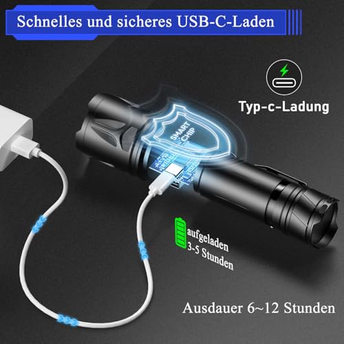 JAY-PARK Taschenlampe 1000000 Lumen Aufladbare – Ansicht 4