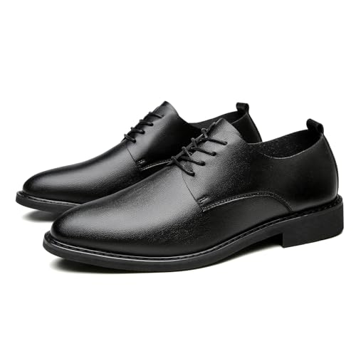 Men's Lace-up Oxford Shoes Comfortable Round Toe Non-Slip Sole Fashionable Casual Leather Shoes Work Business Formal Shoes for Men