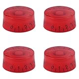XIYANGJUAN 4pcs Red Guitar Knobs 6mm Volume Tone Speed Control Knob for Gibson Les Paul Style Electric Guitar Parts Replacement(Red-Black Word)