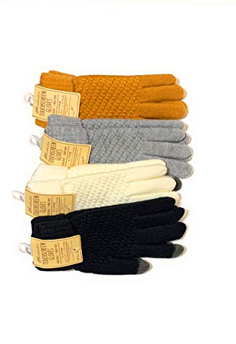 Winter Gloves For Women With Touch Screen | Two Finger Touch | Warm Gloves Acrylic Cashmere | One-Size-Fit-All (Grey)