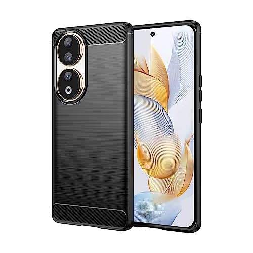 owlhold für Honor 90 5G Hülle Karbonfaser Design Handyhülle Dünne Weiche TPU Silikon Material Schutzhülle stoßfeste Case Kratzfeste Cover für Honor 90 5G (Schwarz)