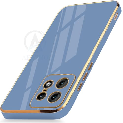 Image of AESTMO Back Case Cover for Moto Edge 50 Pro 5G Back Cover | Gold Electroplating Chrome | Raised Edges | Super Soft-Touch | Bumper Back Case for Moto Edge 50 Pro 5G (Gold & Blue)